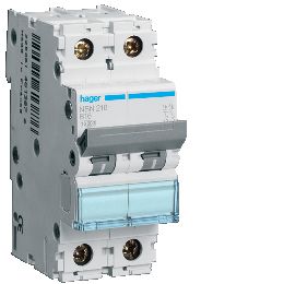 Hager MBN220 Miniatyrbryter 2 polet 6 kA B karakteristikk 20A Stikkontakter & kabler