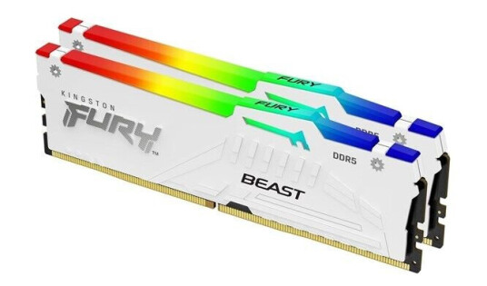 Kingston FURY Beast RGB DDR5-6400 - 64GB - CL32 - Dual Channel (2 pcs) - AMD EXPO & Intel XMP - Hvit med RGB