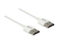 Delock High Speed HDMI with Ethernet - HDMI-kabel med Ethernet - HDMI hann til HDMI hann - 50 cm - trippel beskyttelse - hvit - 4K-støtte
