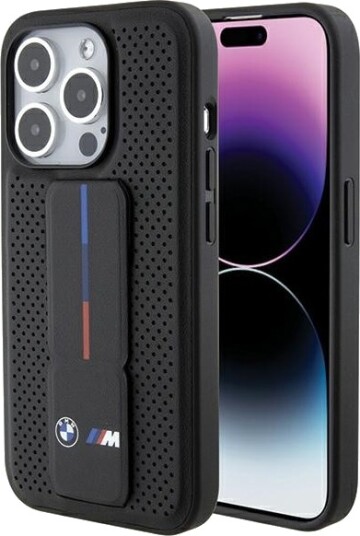 BMW Grip Stand Smooth & Perforated case for iPhone 15 Pro Black