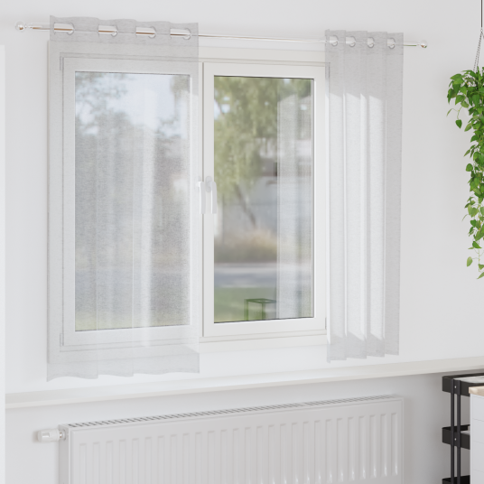 Gardiner med gardiner 2 pcs Lysegrå Polyester