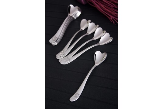 Skje Kosova 12 pk 11 cm Hjerteform Rustfritt Stål   Metallic