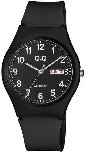 Q&Q Herreklokke A212J004Y Classic Sort/Gummi Ø38 mm
