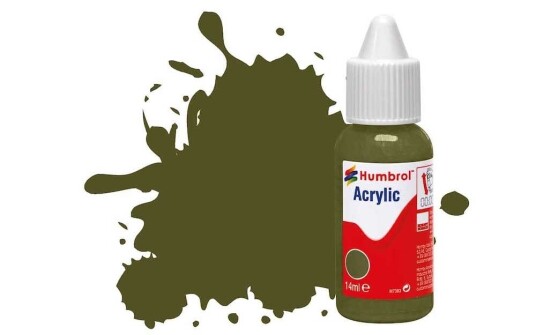 Humbrol Akryl No 155 Matt Olive Drab - Matt 14ml Dropper Bottle