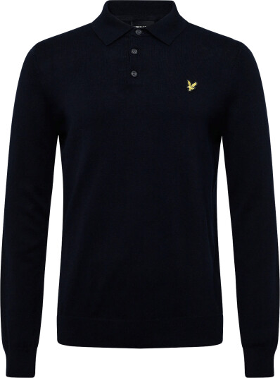 Lyle & Scott Cotton Merino Long Sleeve Knitted Polo Navy XS