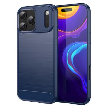 iPhone 17 Pro Max Børstet TPU deksel   karbonfiber   blå
