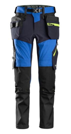 Snickers Workwear Bukse 6940 Med Hylsterlommer Softshell Stretch Blå/sort Str. 44 Herre I Kort Modell. (Str 88 Snickers Workwear)