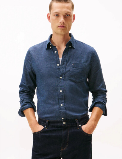 Tommy Hilfiger Flannel Dobby Rf Shirt - Blue - L
