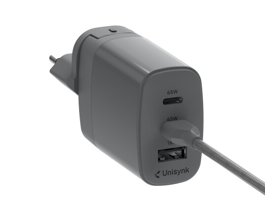 Unisynk 3-Port 65W Mobillader med USB-C og USB-A Unisynk 3-Port 65W Mobillader med USB-C og USB-A