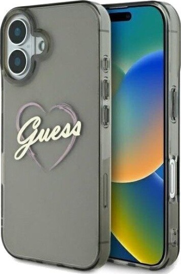 GUESS IML Heart iPhone 16 Case - Black