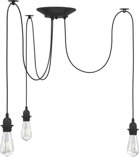 Pendellampe med 3 lampeholdere E27 svart metal