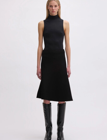 REMAIN Birger Christensen High Neck Jersey Top Black L