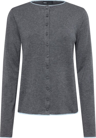 Mango Contrast Trim Cardigan GREY M