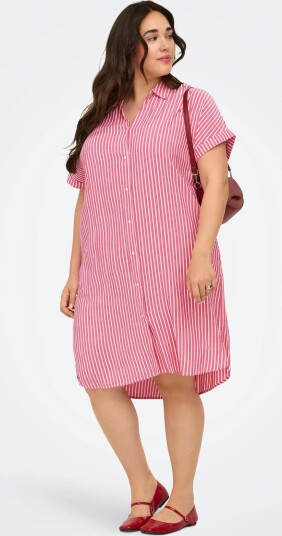 ONLY Carmakoma Carpenna S/S Shirt Knee Dress Wvn   Pink   44