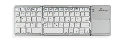 MediaRange Tastatur Wireless 63 Ta. faltbar Toch. DE silber