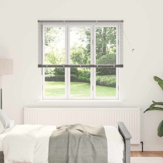 Vindu Persienne med gardiner Manual sølv Aluminium