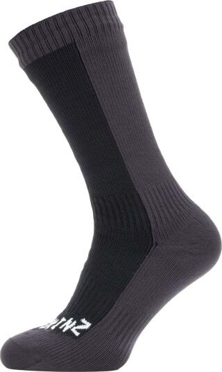 Sealskinz Waterproof Cold Weather Mid Length Sock Black/Grey S, Black/Grey