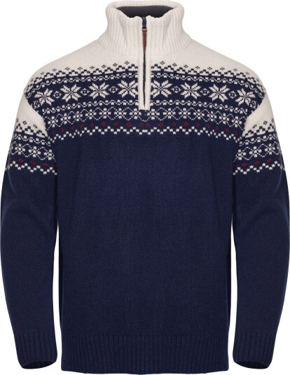 Gridarmor Men's Snøkrystall Half Zip Ullgenser Dark Navy/White/Red XXL Gridarmor Men's Snøkrystall Half Zip Ullgenser Dark Navy/White/Red XXL