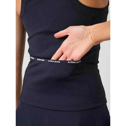 Bjørn Borg Ace Pocket Ribbed Tank Top Dame Na/Night Sky S Bjørn Borg Ace Pocket Ribbed Tank Top Dame Na/Night Sky S