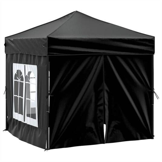 vidaXL Sammenleggbart festtelt med sidevegger svart 2x2 m vidaXL Sammenleggbart festtelt med sidevegger svart 2x2 m