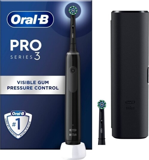 Oral-B Pro 3 3500 Elektrisk Tannbørste med Roterende Børstehode Svart + Reiseetui Oral-B Pro 3 3500 Elektrisk Tannbørste med Roterende Børstehode Svart + Reiseetui