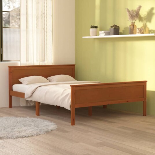 vidaXL Sengeramme honningbrun heltre furu 160x200 cm