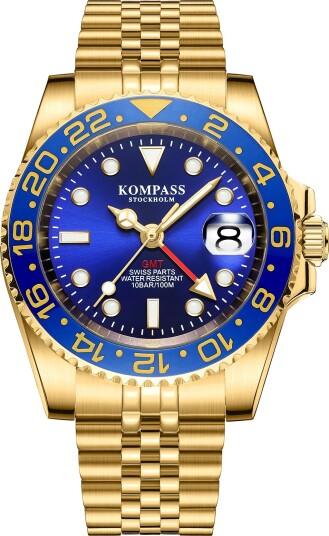 Kompass GMT Professional Jubilee Sapphire Steel Gold Blue