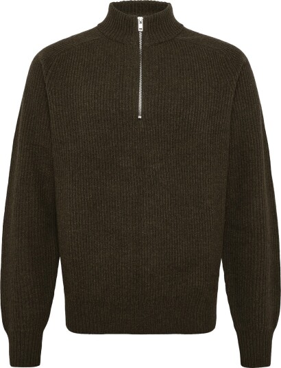 Filippa K Wool Half Zip Sweater   MOSS GREEN   XL