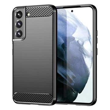 Samsung Galaxy S22 5G Børstet TPU-deksel Karbonfiber Svart