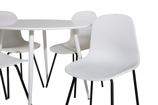 Venture Home Plaza Spisegruppe 100 cm Rund med 4 Arctic stoler Sort