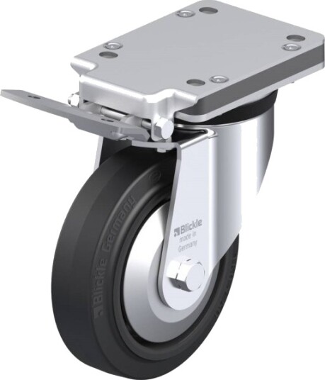 Blickle 750359 Lk-Poev 160Ka-Is-Fa Styrehjul Med Brems, Hjuldiameter 160 Mm, Bæreevne Maks. 400 Kg, 1 Stk
