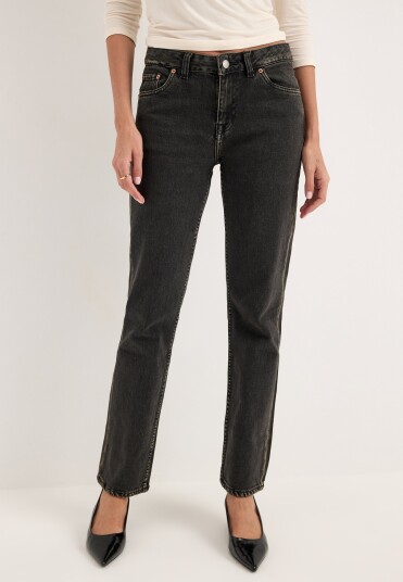 Dr Denim Straw Mid Slim   Black   24 x 32
