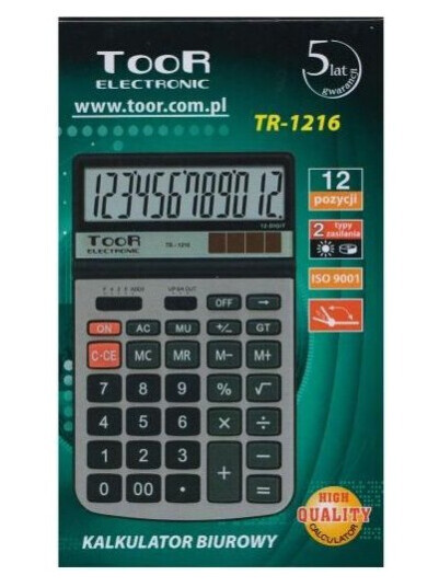 Toor Elektronisk Kalkulator Tr-1216 12-Sifret Kalkulator Toor Elektronisk Kalkulator Tr-1216 12-Sifret Kalkulator