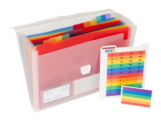 Exacompta Crystal Utvidbar Mappe 13 Rom For 240 X 320 Mm Med Fliker Transparent Hvit