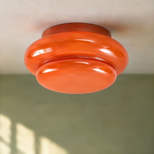 Leilani taklampe oransje E27 Ø 35 cm glass – Lucande Stue Design Med en lyskilde