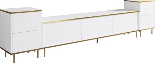 Imaj TV-benk 180 cm - Hvit/Gull