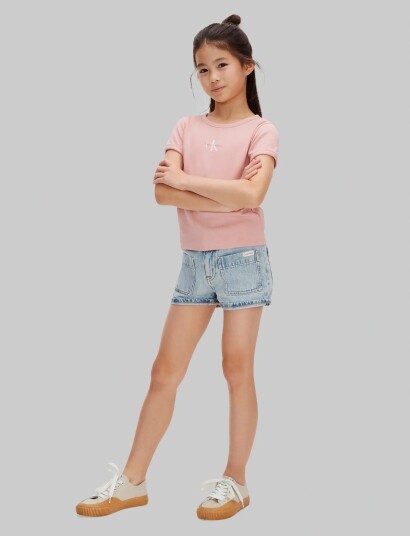 Calvin Klein Monologo Rib Baby Tee Pink 128