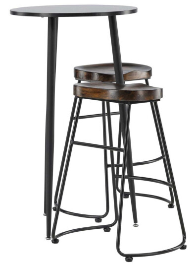 Venture Design Plaza & Ozark bargruppe Svart/svart 2 stoler & bord 60 cm