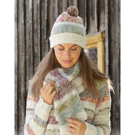 Â Fading SunsetÂ by DROPS Design Lue og Halstørkle Strikkeoppskrift str S L