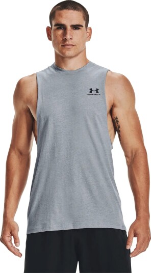 Under Armour Ua Left Chest Cut Off Tank Grey XXXL