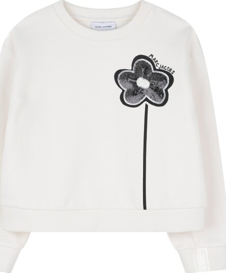 Little Marc Jacobs Collegegenser   Ivory m. Blomster/Paljetter   Marc Jacobs   12 år 152   Collegegenser   Hvit