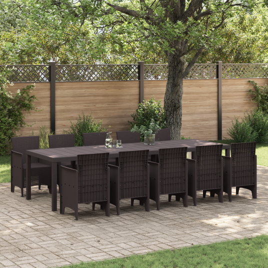 11 Delt Hage Spisegruppe Brun Poly Rottning Hage Bord Brun 150x100x73 cm Poly Rottning Hage Stoler 2 stk Brun Poly Rottning Hage Stoler 4 stk Brun Poly Rottning