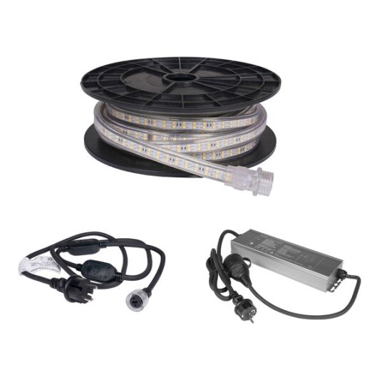 Agge LED Stripe 230V 1500 lm/m 10 m 3000K Med Strømledning Og Powerbank Agge LED Stripe 230V 1500 lm/m 10 m 3000K Med Strømledning Og Powerbank