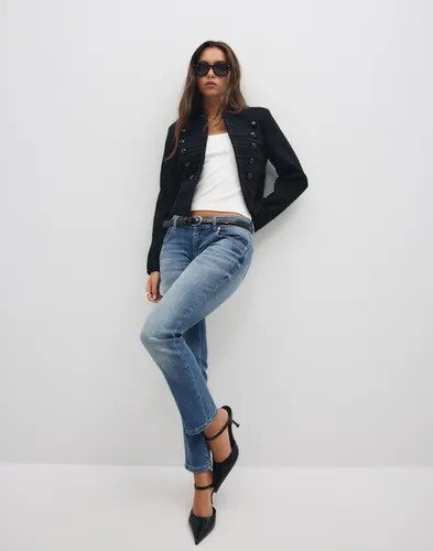 Nelly Blå Low Waist Ankler Jeans for Damer Nelly Blå Low Waist Ankler Jeans for Damer