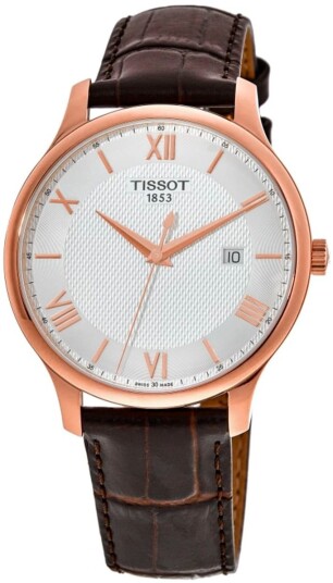 Tissot Herreklokke T063.610.36.038.00 Tradition Sølvfarget/Lær Ø42