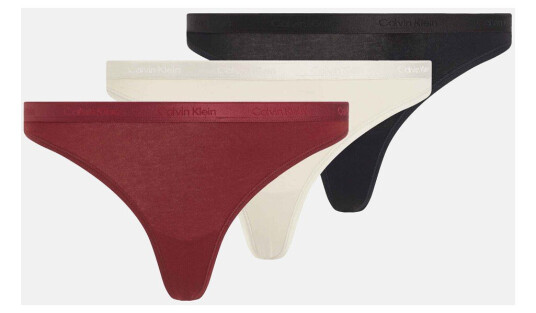 Calvin Klein Thong 3pk Black/ Cocoon/ Syrah Xs Undertøy