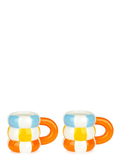 Balvi Sæt Med 2 Keramiske Kaffekopper Flyder, Orange - Multi/patterned - 7.5 CL