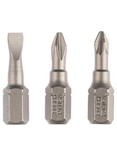 Bosch 3-delers skrutrekkerbits-sett ekstra hard blandet S 0,6x4,5; PH1; PZ1; 25 mm