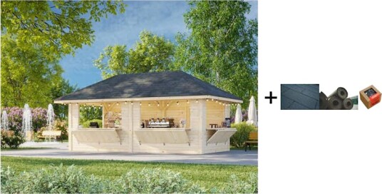 Kiosk Palmako Bianca 16,6 m2 Sett 112 med Shingel Papp og Spiker