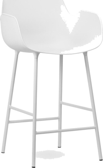 Normann Copenhagen Form Barkrakk med Ryggstøtte og Armlener H65 cm Hvit/ Hvit Stål
